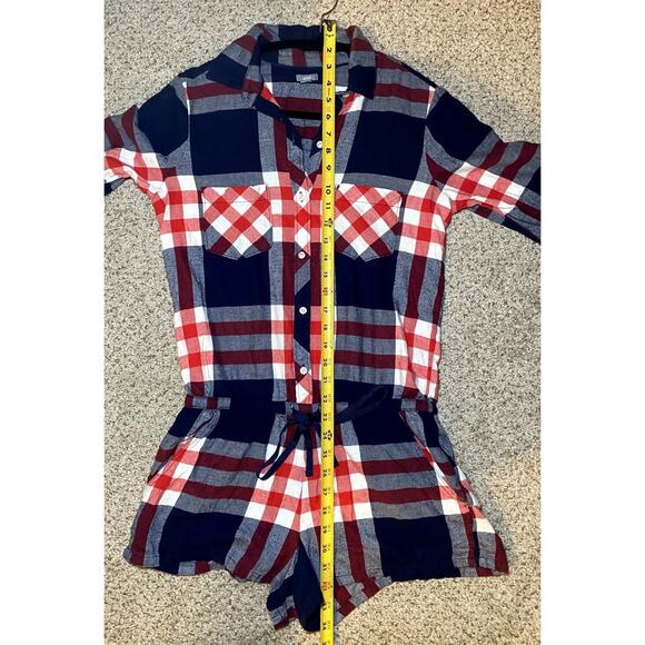 Aerie - Petite Small - Red White Blue Plaid Romper - Great Condition! - Picture 13 of 15